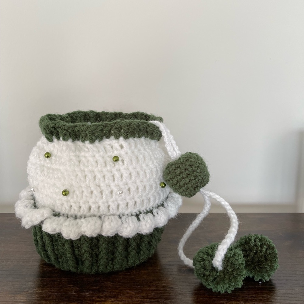 Pouch mini bag crochet drawstring cupcake - Picture 3 of 8